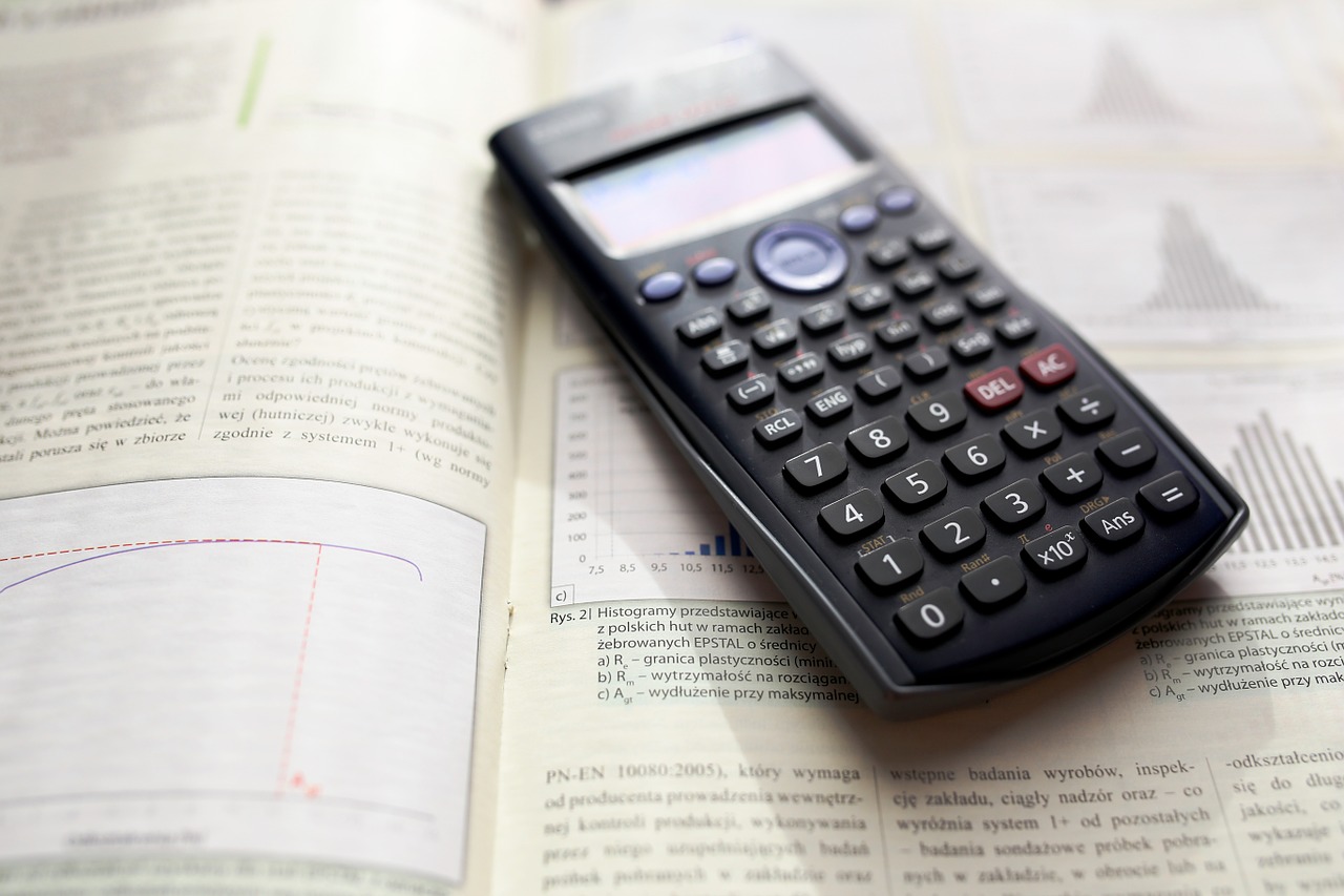 Calculator on an open book