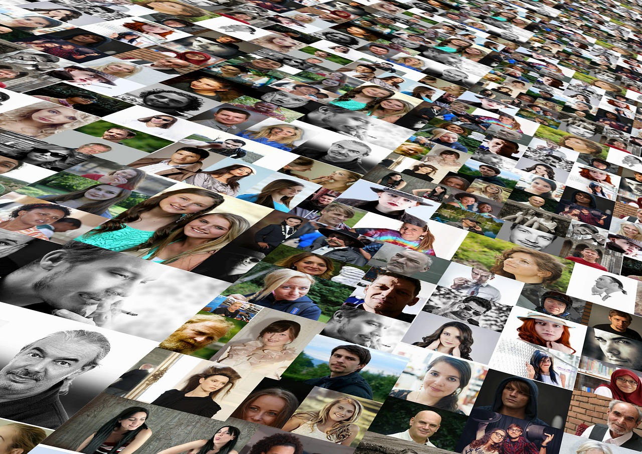 Hundreds of photos of people in a mosaic design